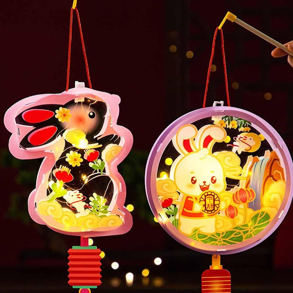 

3D Children DIY Lantern Material Kit Rabbit Ancient Style Handheld Lantern Craft Toys Style E