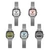 Unisex Quarzuhr Minimalistische Quadratische Zifferblattuhr Retro Mesh-Armband Armbanduhr für Männer Frauen Arbeit Schule