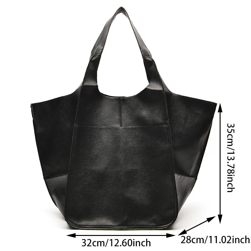 Women Large Capacity PU Leather Handbag Retro Fashion European And American Casual Soft One-Shoulder Diagonal Bag