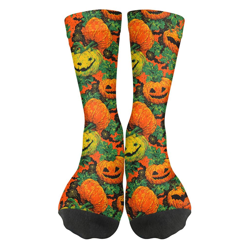 Unisex Mid-Calf Socks with Halloween Print Breathable Comfort Fit for Casual Wear