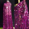 Sequins Straight Embroidery Fashion Dress Fabric 18mm Iridescent Blue Sequin Background Fabric Bead Embroidered Flower Cloth