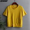 DIMANAF 2025 Women T-Shirt Zipper Female Solid O-Neck Cotton Loose Short Sleeve Tops&Tees