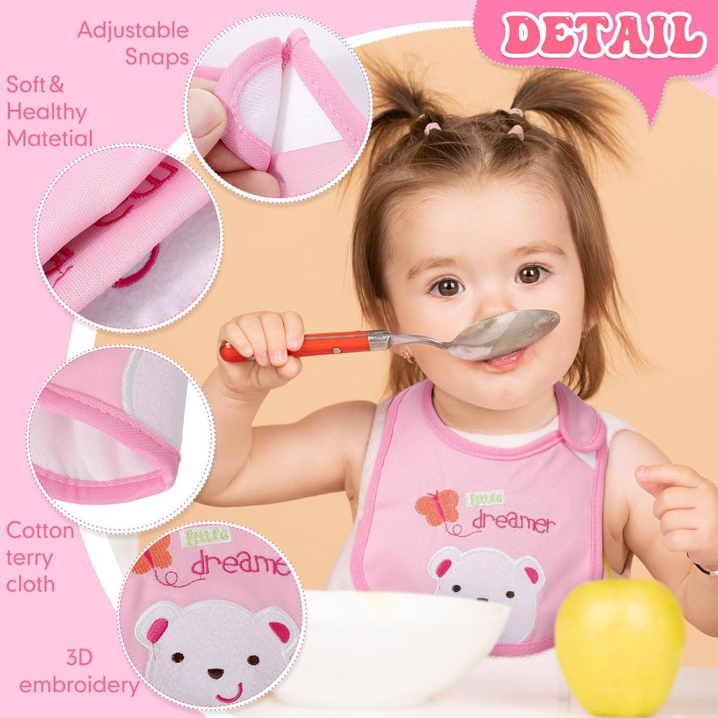 HooLing 24 Pcs Toddler Bibs Waterproof Baby Cotton Soft Girl Drool Bibs Feeding Kindergarten Welfare Home Newborn Party