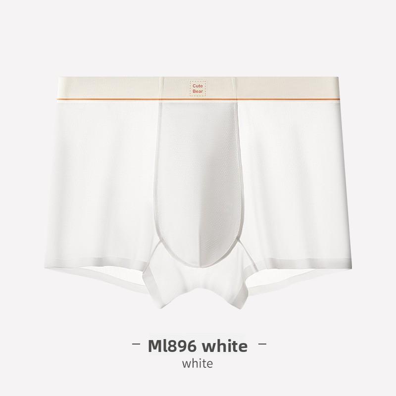 Men s Spring and Summer New Lightweight Ice Silk Mulberry Silk Inner Lining Antibacterial and Breathable Briefs 3XL белый