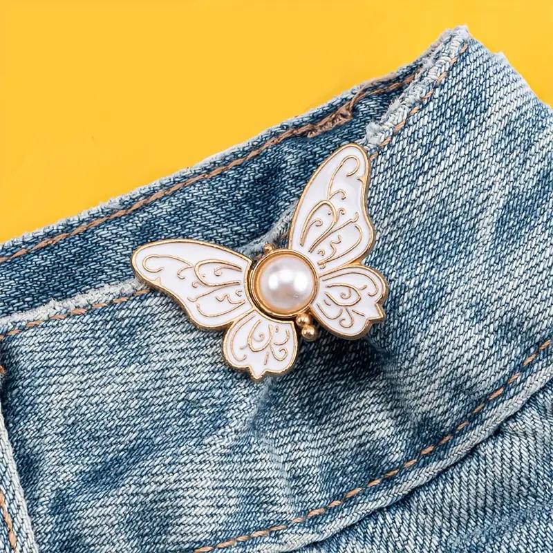 

Пряжка-бабочка для талии, съемная пряжка, эластичная пряжка для джинсов, манжет, воротников, многофункциональная съемная пуговица без шитья, пуговица для талии 1pc белый