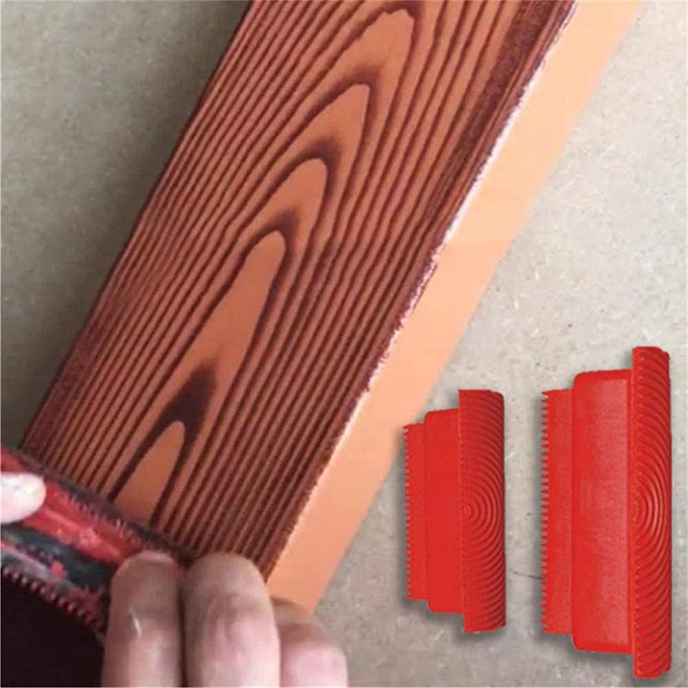 2Pcs Wood Grain Paint Roller Brushes Wall Painting Tool Set Wall Texture Art Painting Tool Set for Wall Fabric Canvas