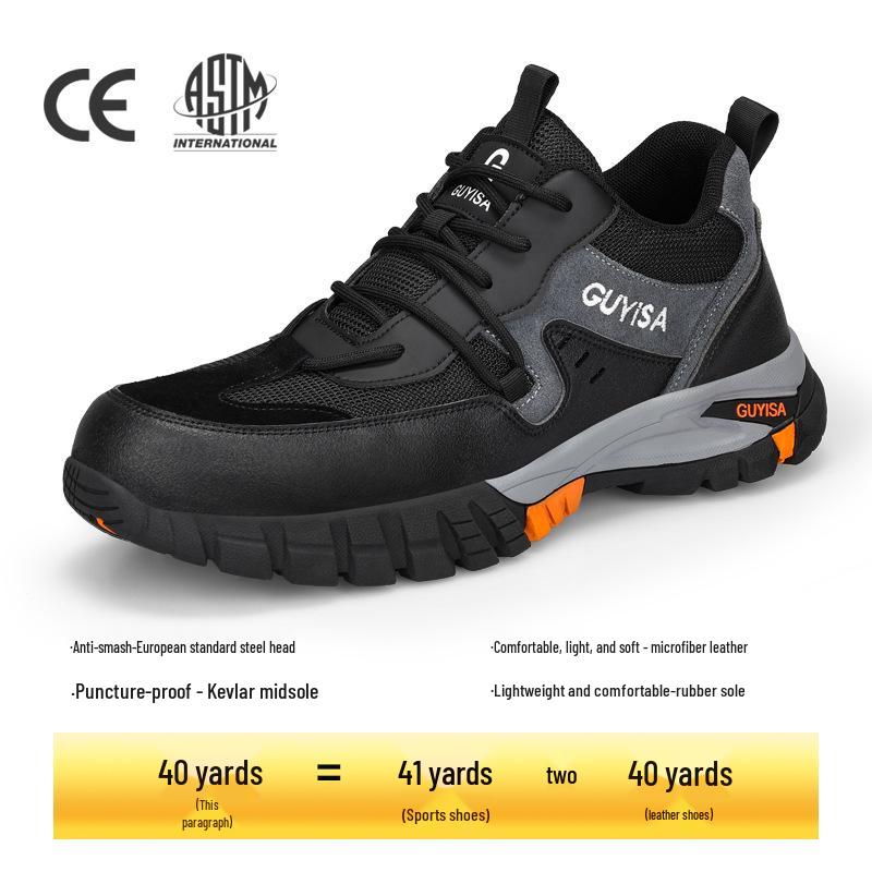 Men's Safety Work Shoes, Anti-Smash, Puncture-Resistant, Non-Slip, Wear-Resistant, Lightweight Rubber Soles