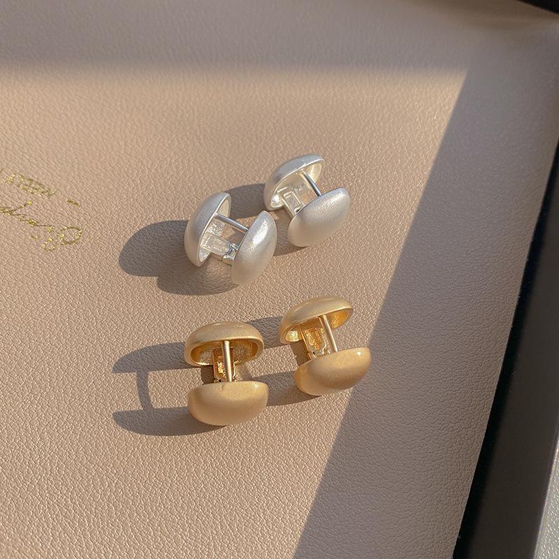 Trendy Brushed Matte Texture Geometric Earrings for Women Japanese and Korean Fashion Temperament Light Luxury Versatile Earring