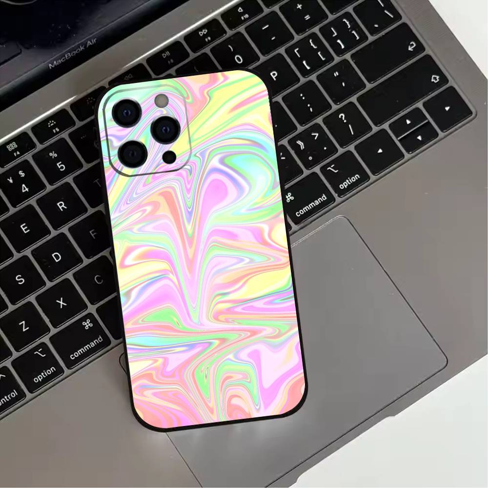 Laser Style Phone Case For iPhone 17,16,15,14,13,12,11 Plus,Pro Max,XS,Soft Silicone Black Cover