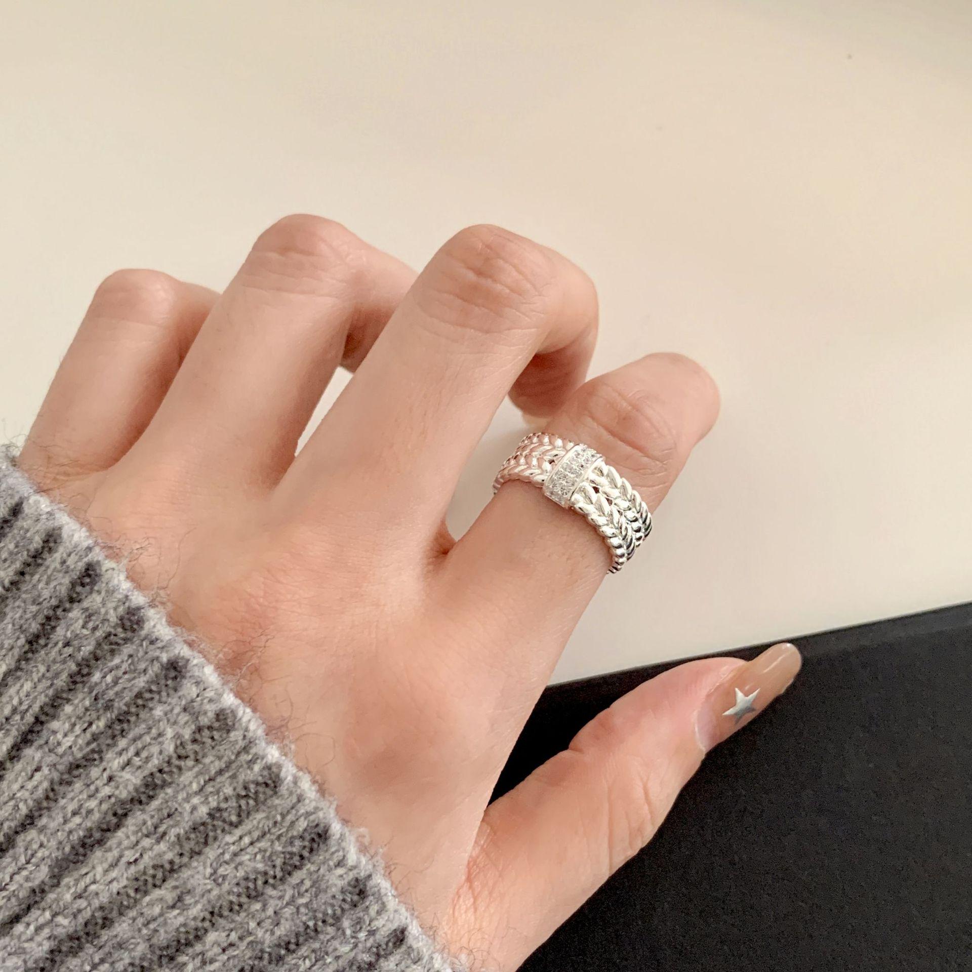 Wheat Ear Double Layer Floral Open Ring for Women – Simple, Fashionable, and Chic Design for Index Finger Adjustable Open