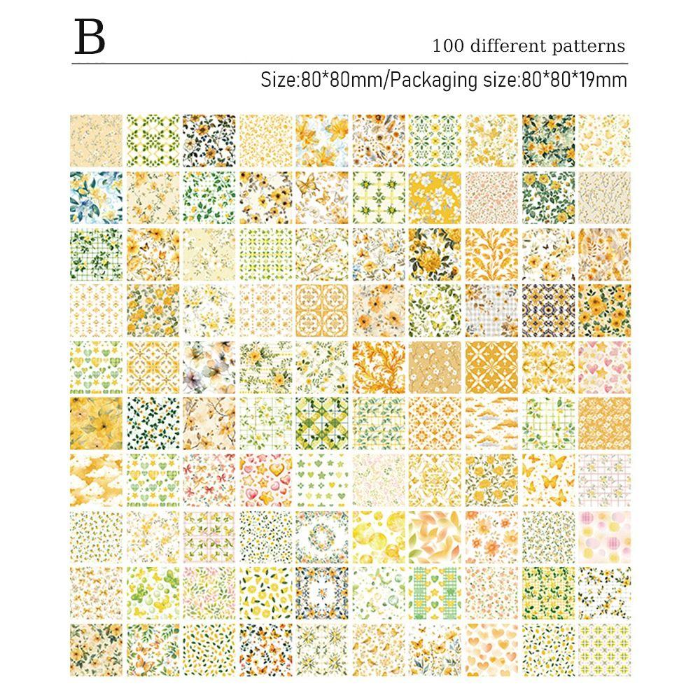 100Pcs Fashion Flower Vine Themed Non-Sticky Notes DIY Non-Sticky Message Notes Stationery Notepad