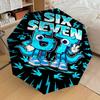 1PC Six Seven Automatic Open/Close Umbrella with Windproof, 8-Rib Sturdy Canopy, Durable Ribs, Fashionable Design, Outdoor Accessory, Fun Prin, Holida