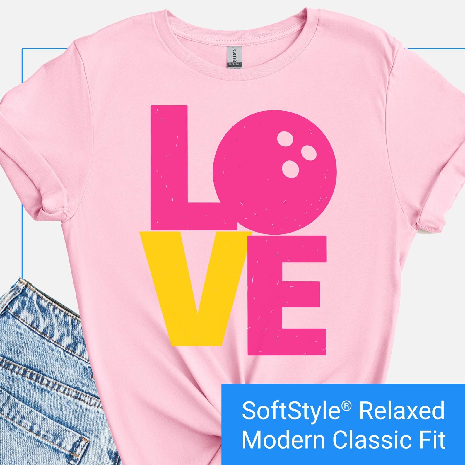 LOVE Bowling Ball Shirt, Bowling Lover T Shirt, Bowling Team Shirt, National Bowling Day TShirt, Women s Bowling Shirt Gift, Bowling Tee L