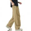 Trendy Brand Splicing Drawstring Casual Pants Men's Pure Cotton Loose Wide-leg Drape Lace-up Tooling Trousers