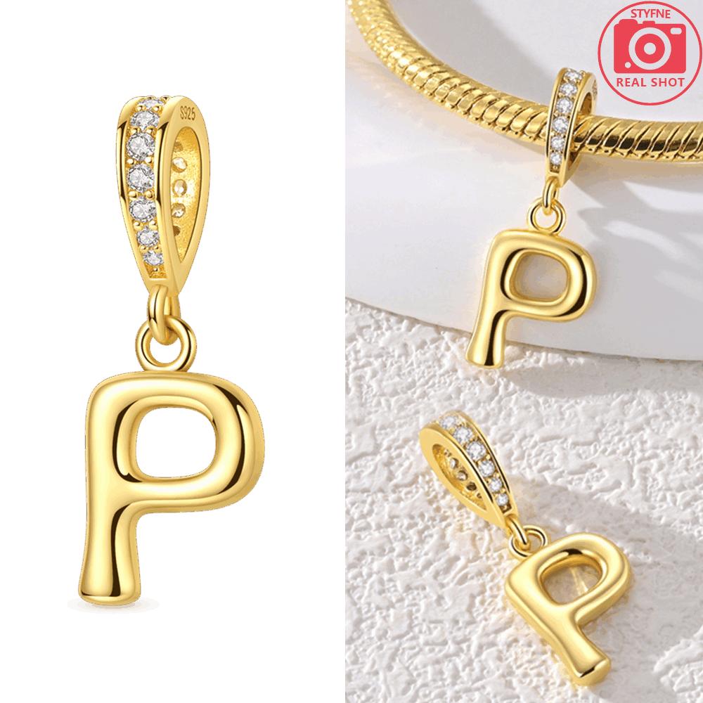 Original Necklace Copper White Zircon Pendant English Letters Women'S Beads Fit Bracelet Anniversary Gift Accessory Diy