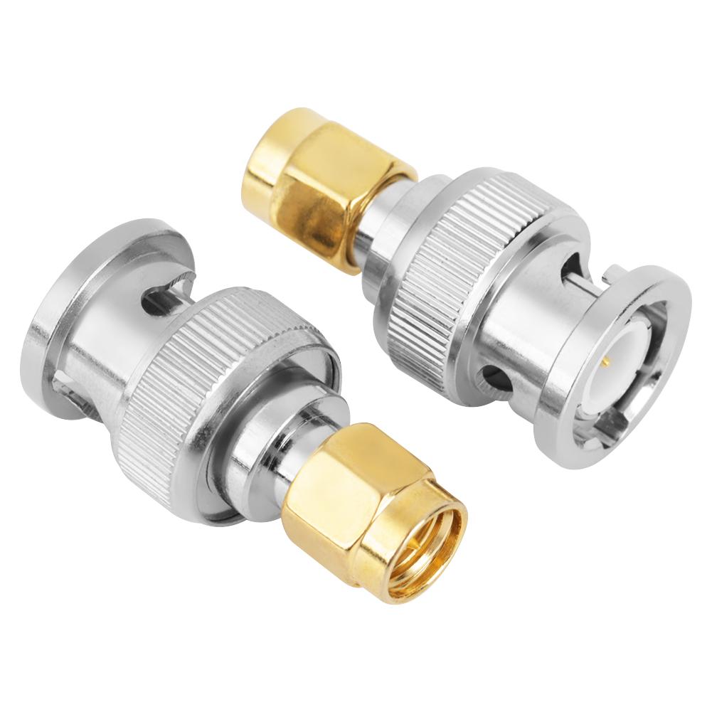 2 Pcs BNC Male to SMA Male Type Connector Adapter Test Converters