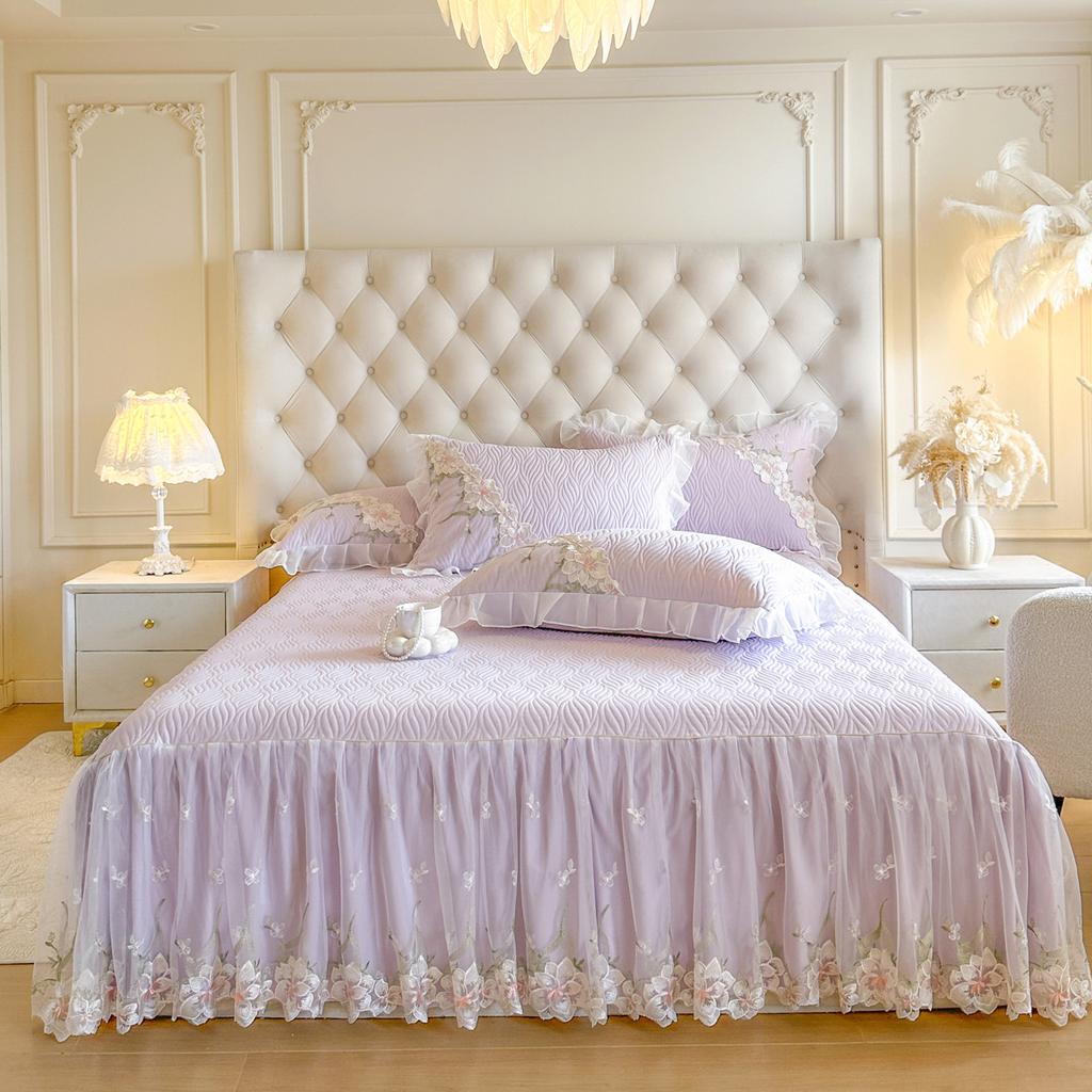 2026 New Pure Color Clip Cotton Bed Dress Single Piece Scarf Single Bed Cover Four Seasons Universal Bed Cover Skirt Side Bed Apron