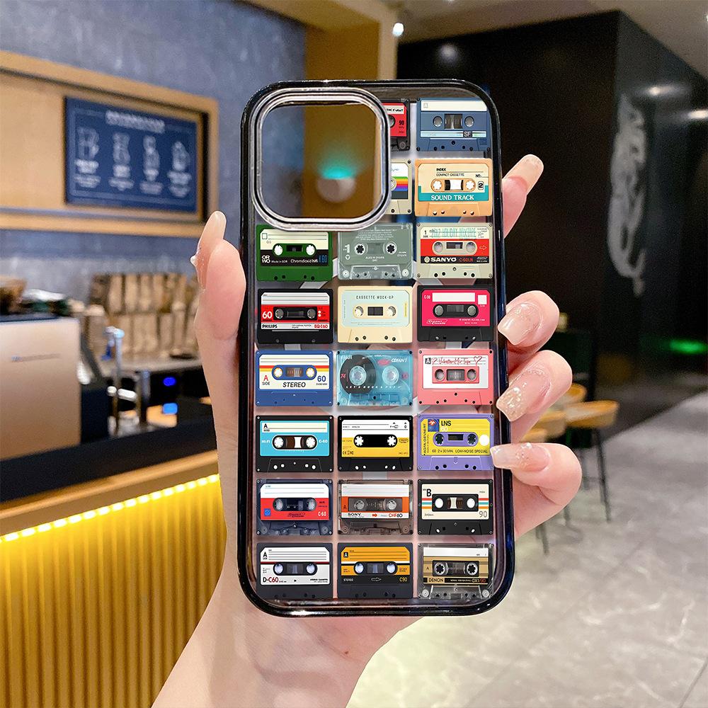 American retro tape mobile phone case Apple 15Pro acrylic magnetic suction MagSafe transparent iPhone17 anti-drop