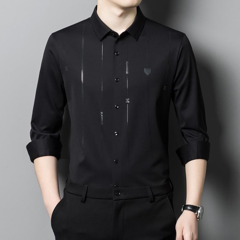 

Деловая мужская рубашка, новинка весны и осени, повседневный топ, мужская полосатая рубашка с длинным рукавом, модная стильная универсальная рубашка 4XL