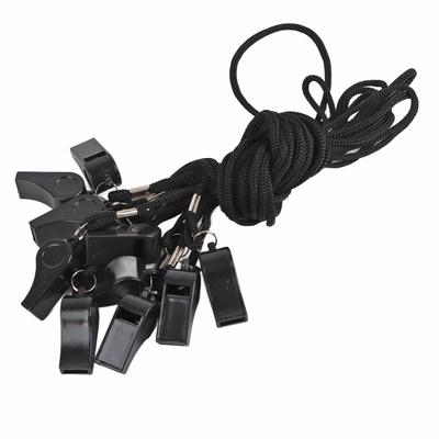 12 Stück Kunststoffpfeife Schwarz Laut Knackiger Ton Sportpfeife mit Lanyard für Schiedsrichter