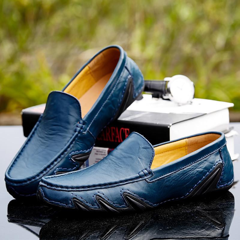 Fashion New Fashion Soft Men Loafers Slip On Casual Leather Shoes Moccasins Handmade Design Man Slip On Shoes Leisure Walk Driving Flats