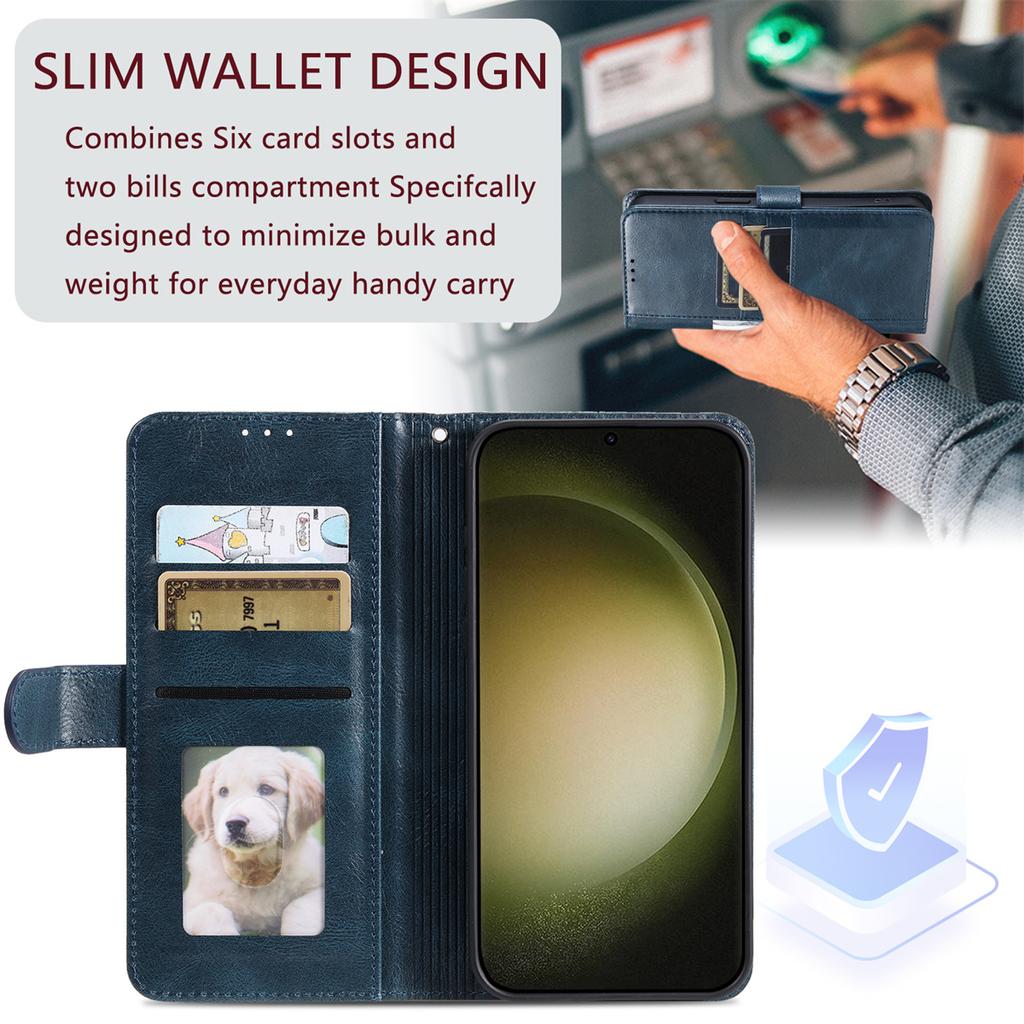 013 Style For Samsung Galaxy A56 5G Case PU Leather Anti-Fall Phone Cover with 6 Card Slots