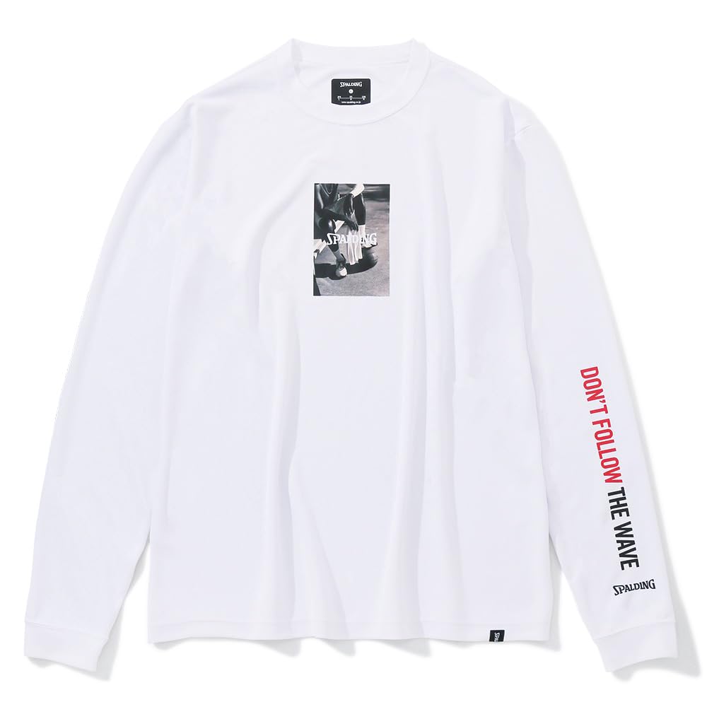 SPALDING Don't Follow the Wave Basketball Long Sleeve T-Shirt, Size M, White, SMT23112