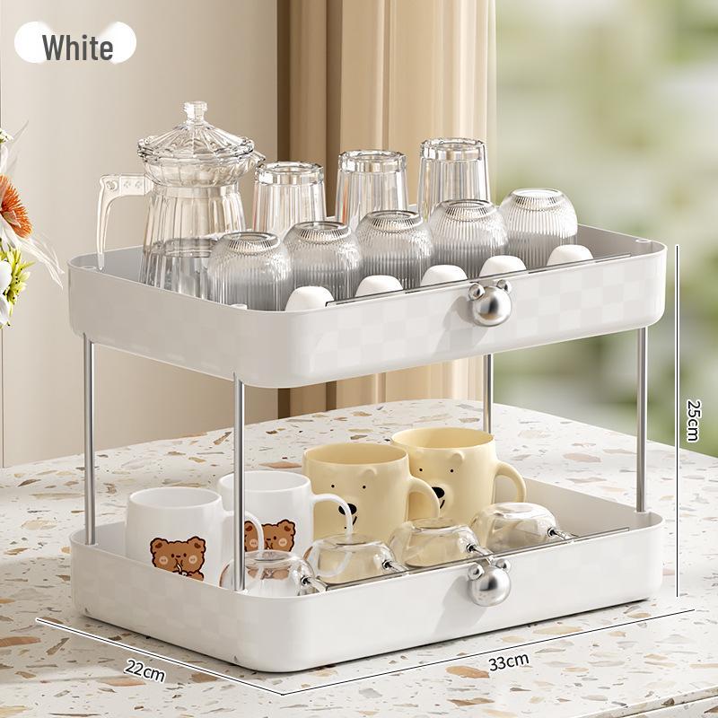 Light Luxury Cup Holder Rack - Large Capacity Kitchen & Living Room Storage with Drain Tray