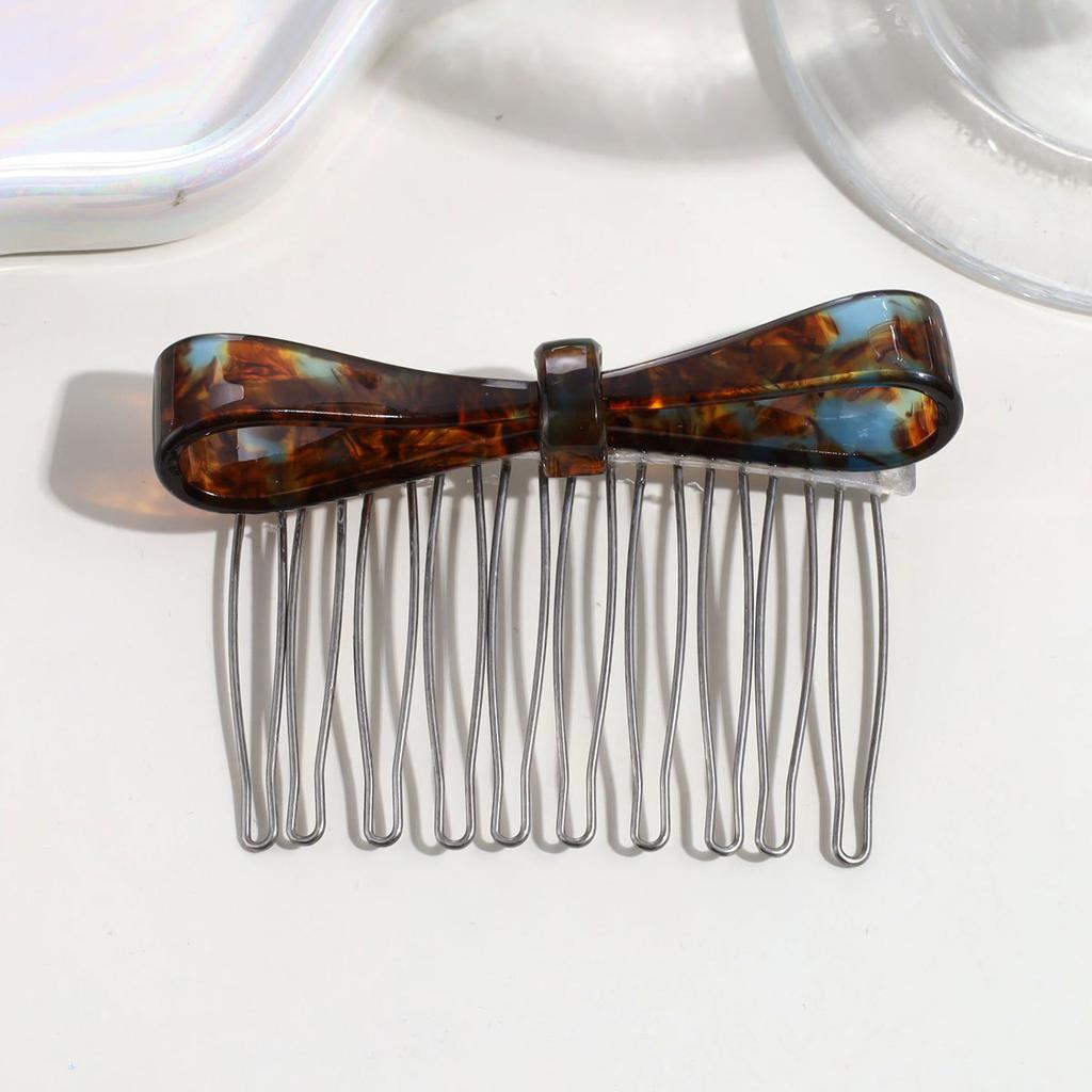 Classic Acetate Bow Metal Combs Hair Clip for Women Girls Bangs Collection Upside-down Hairpin Hair Accessories Styling Tool