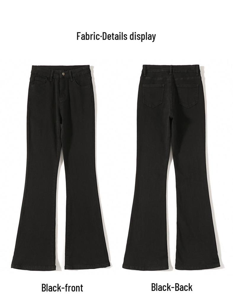 Women's Black High-Waisted Micro-Flared Jeans, 2025 Spring/Autumn Collection