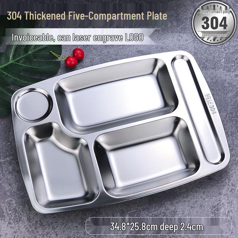 304 Stainless Steel Rectangular Compartment Meal Tray