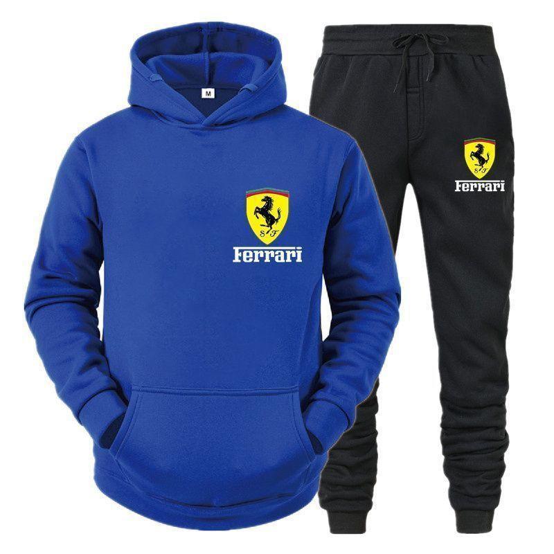 Ferrari Suit Spring and Autumn Men's and Women's Hooded Sweatshirts Personalized Trendy Casual Pullover Tops
