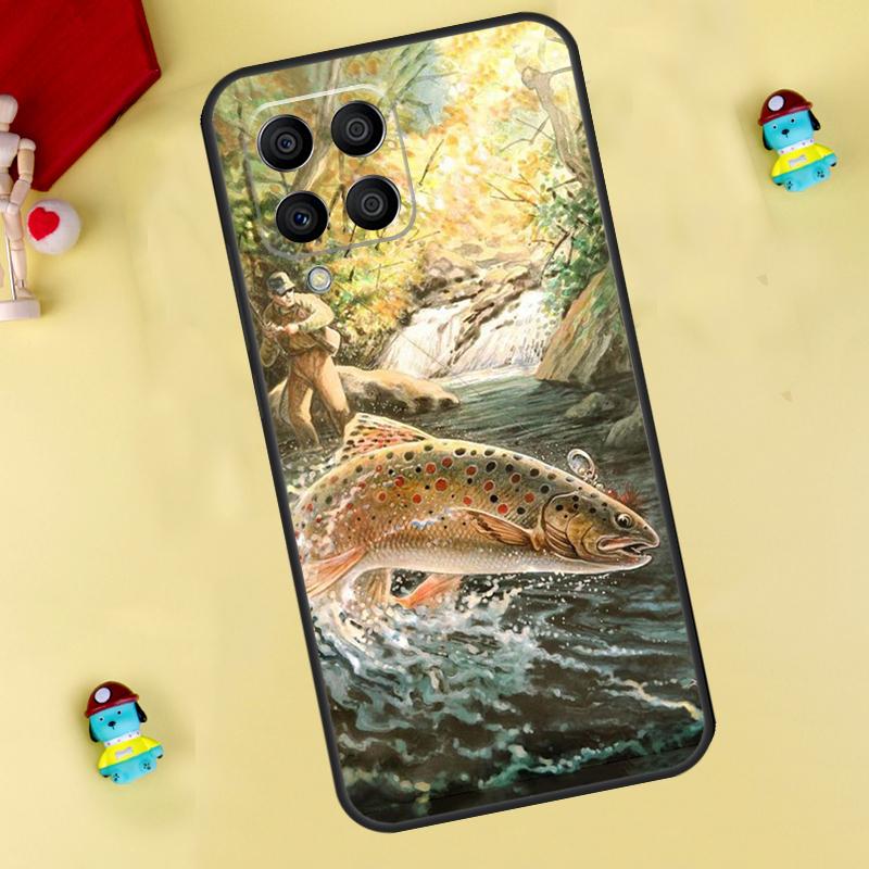 Vintage Trout Fishing Case For Samsung Galaxy M35 M55 M15 M11 M12 M13 M14 M06 M16 M36 M56 M31 M53 M32 M52 M34 M54