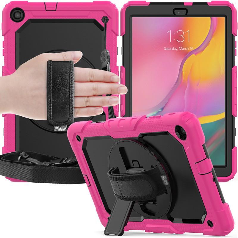Silicone PC Hybrid Case With Rotating Stand Galaxy Tab A 8.0 T295 T290 Shockproof Anti-Slip Cover In Multiple Color