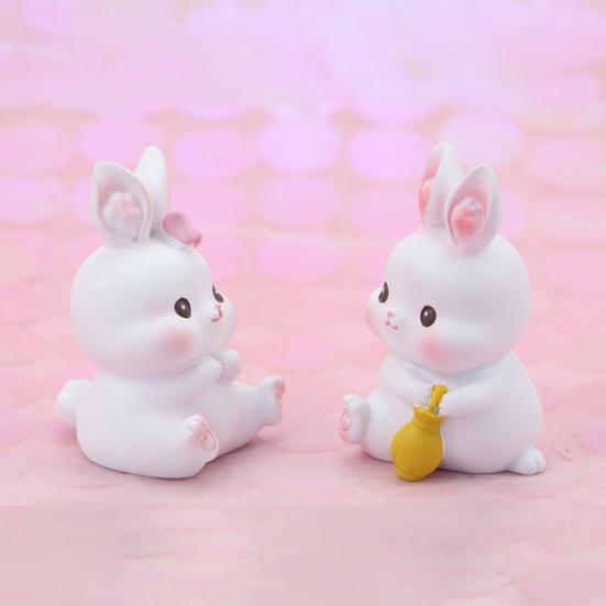 Kaninfigurer Härlig tecknad kaninform Mikrolandskap Harts hantverksprydnad för bildekoration