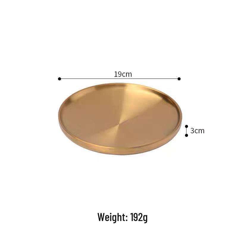 304 Stainless Steel Double-Layer Round Gold Plate for BBQ, Fruits, and Cakes