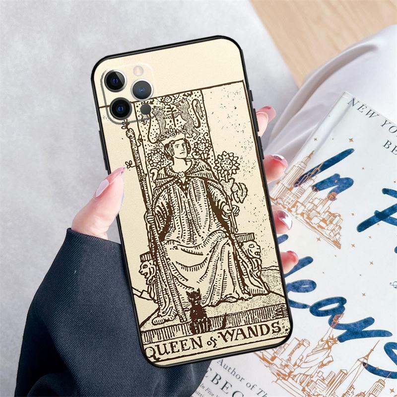 Tarot Card Astrology Sun Moon Lover Phone Case For iPhone 16 Pro Max 11 12 13 Mini 14 15 Pro Max XR 15 16 Plus 16e Cover Coque