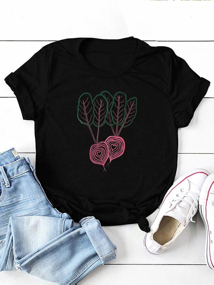 

Double Radish Print Women T Shirt Short Sleeve O Neck Loose Women Tshirt Ladies Tee Shirt Tops Camisetas Mujer XXXL небо синє кольору