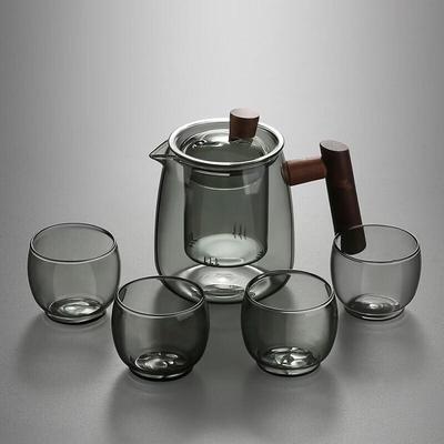 ZISIZ Glas-Teekannen-Set mit 4 Tassen