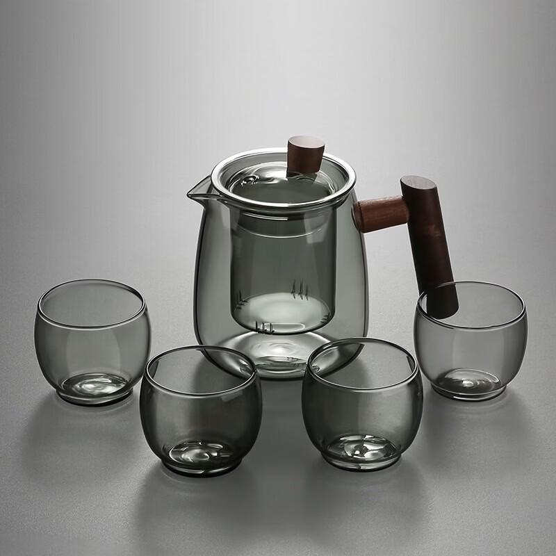ZISIZ Glass Teapot Set with 4 Cups