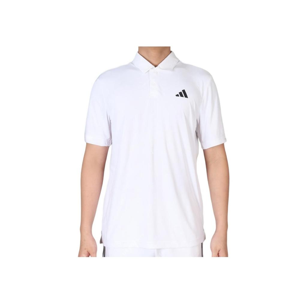 Adidas Logo Print Button-Fit Straight-Cut Short Sleeve Polo Shirt Men Polo Shirts White HS3277