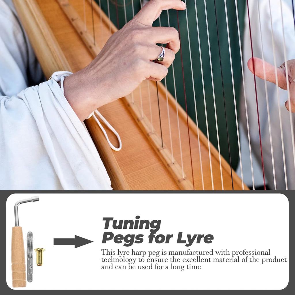 1 Set of Tuning Pin Nails for Lyre Harp Strings Peg Accessories String Fixator Pegs Professional Piano Tuner Spanner with Tuning Wrench