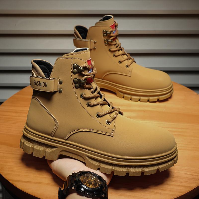 New Fashion Autumn And Winter Men's High Top Martin Boots Students Male Boys Trending Soft Sole Work Shoes Labor Protection Martin Sneakers