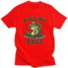 Kiss My Bass Tshirts for Men Short Sleeves T Shirt Cool Angler Fishing Lover Tshirts Pure Cotton Tees Valentines Day Gift