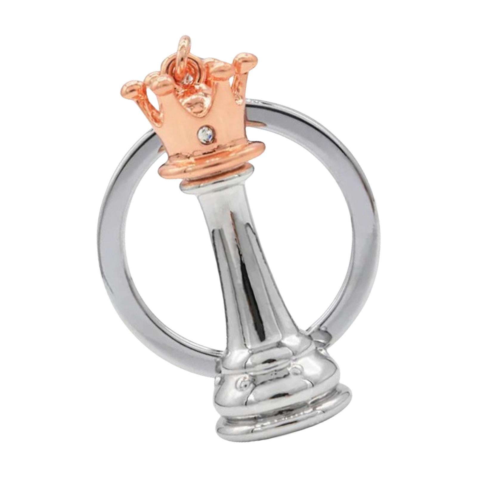 

Модный металлический брелок для ключей с шахматами 3D Queen King Chessman брелок для ключей сумка аксессуары для повседневного использования и подарков розового золота