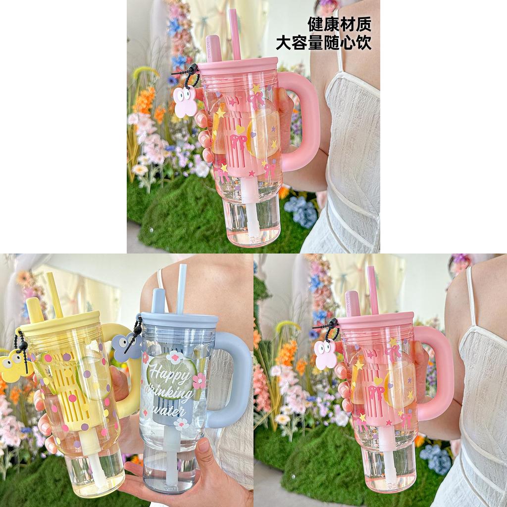 Summer Cute Portable Large Capacity Milk Tea Cup With Handle For Outdoor And Car Use