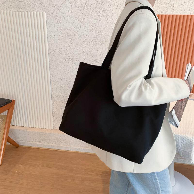 Canvas Bag Women's Japanese Versatile Shoulder Tote Bag Simple Large Capacity Korean Version Simple Tote Bag