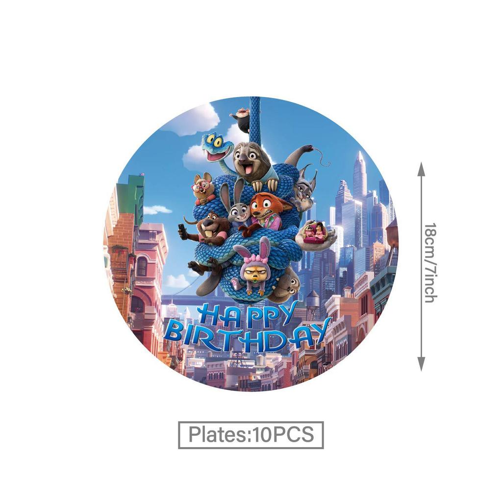 Zootopia 2 Birthday Party Decorations: Pull Flags, Plates, Cups, Napkins, Tablecloth