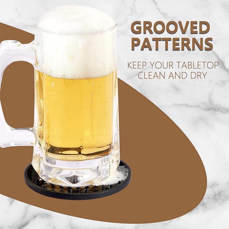 3pcs Coasters Food Grade Silicone Circular Coaster Heat Resistant Cup Dish Drying Mat Tabletop Protection Non-Slip Drink Coaster