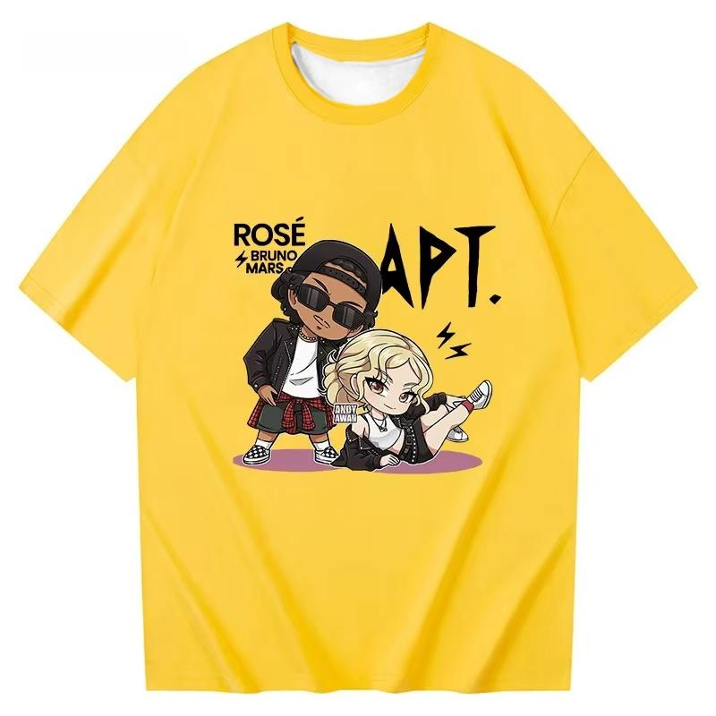 

ROSE Bruno Mars APT Футболка Мода Чоловіча/Жіноча Хараджуку Графічна Футболка Унісекс ХІП-ХОП Естетика Вінтажні Футболки УНІСЕКС Сорочки L